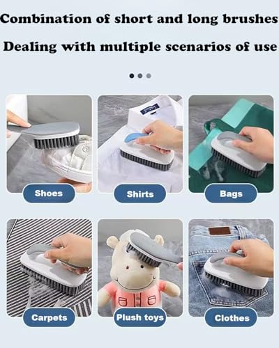 Scrub Brush for Stains-2 Pack Fabric Cleaning Brush,Laundry Stain Remover Brush,Clothes Scrub Brushes Cleaner Soft Bristle Scrubbing Brushes Household Cleaning for Carpet Clothes Bags & More (Gray) - color: Gray