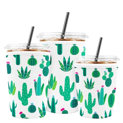Iced Coffee Sleeve Reusable Neoprene Cup Sleeves, Cactus - color: Cactus