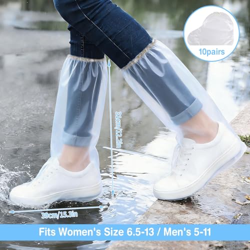 20Pcs(10 pairs) Thickened Waterproof Shoe Covers for Rain, Clear Rain Shoe Covers, One Size Fits Most - color: Clear, size: 10P L Adults