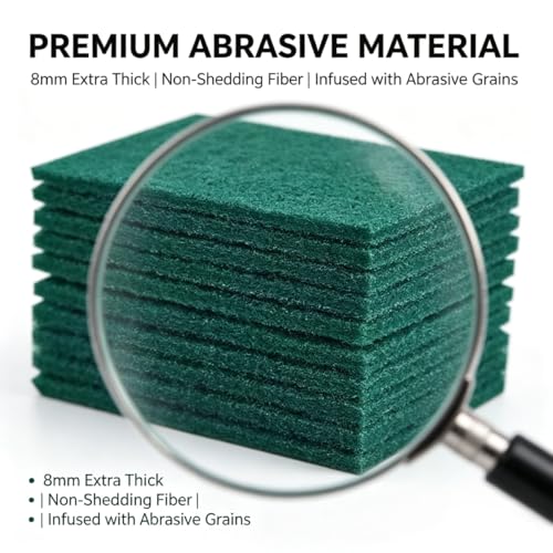 Bulk Heavy Duty Scouring Pads with Emery, 6" x 4" Large Green Scrub Pads for Kitchen Cleaning, Durable Polyester Abrasive Dish Scrubber for Pot, Pan, Grill and Stove,(80Count)