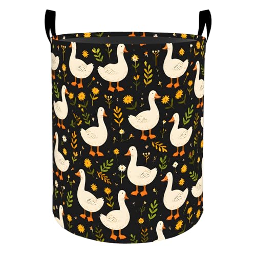Cute Goose Laundry Basket Hamper for Boys Girls Kids Adults, Foldable Waterproof Oxford Clothes Storage Bin, Farmhouse Organizer for Bedroom Bathroom Room Decor 19.7"x15.7" - style: Goose