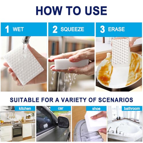 Magic Sponges Cleaning Eraser,10 Pack Melamine Sponge Cleaning Pads in Bulk - size: 3.9*2.4*0.8