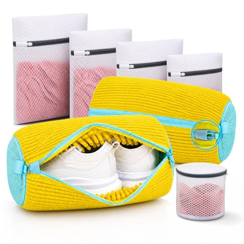 7 Pcs Shoe Laundry Bag and Sneaker Cleaner Mesh Bags - color: Yellow Laundry Shoe Bag