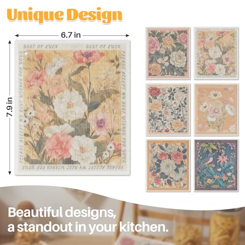 JOYMOOP 12 Pack Decorate Cleaning Cloth (Quiet Luxury of Decorative Series), Reusable Absorbent Dish Towels, Non-Scratch Washable Rags for Cookware, Kitchen and Household Cleaning - 6.7×7.9 inch - color: Quiet Luxury [12 Pcs]