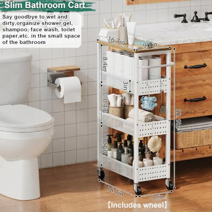 Laundry Room Slim Rolling Cart with Wheels for Between Washer and Dryer Gap - color: Light White, size: 9.1″ Wide