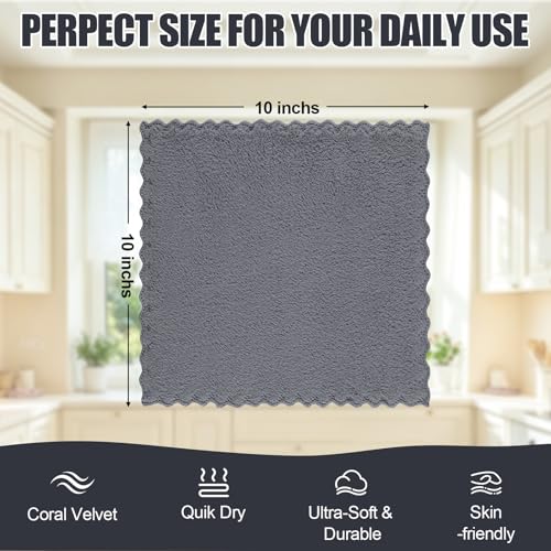 Kitinjoy 24 Pack Kitchen Cloths Dish Towels (10" x 10", Grey) - color: Grey, size: 10 X 10 inch- 24 Pack