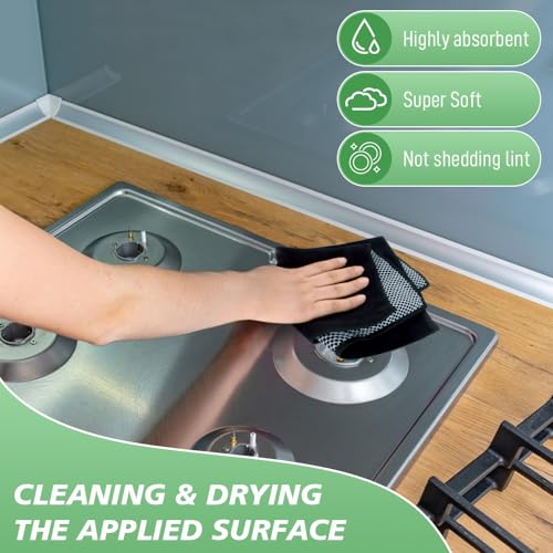 SINLAND Dish Cloth for Washing Dishes Kitchen Washcloth Cleaning Cloth - color: Black, size: 12inchx12inch 10pack