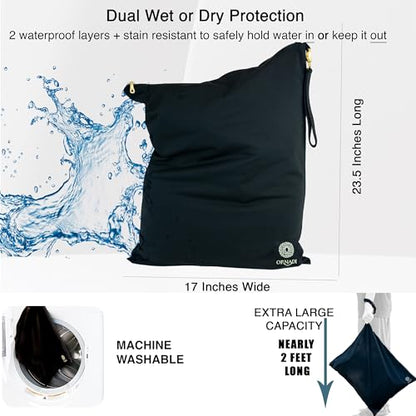Ornadi XL Antimicrobial Waterproof Travel Laundry Bag Odor Mildew Control