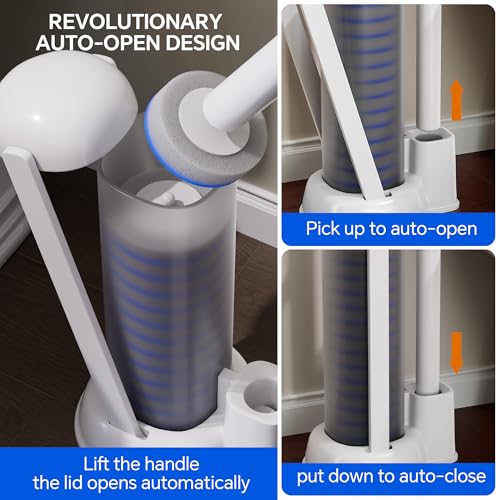 Ctime Disposable Toilet Brushes and Holder Set, 1 Pack with 54 Refills