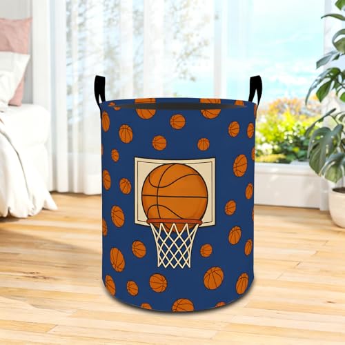 Basketball Oxford Cloth Laundry Basket with Handles 19.7"X15.7" - color: Basketball