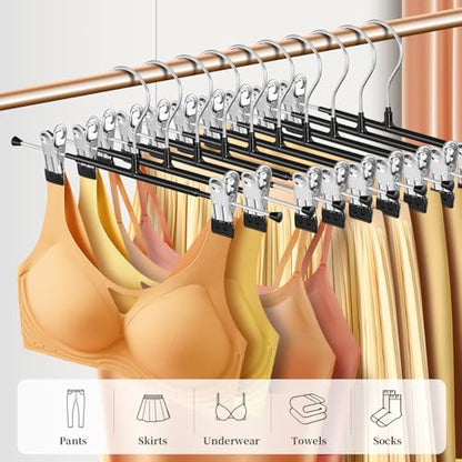 14 Inch Heavy Duty Pants Skirt Hangers with Clips, Black, 10 Pack - color: Black 10pack, size: 14Inch