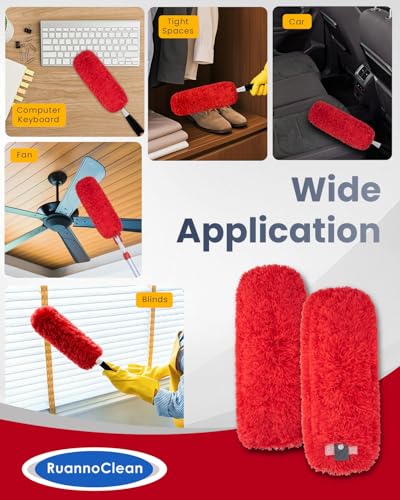 Microfiber Duster Refills Compatible with OXO Good Grips Duster - color: Red, 2 Pack
