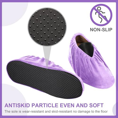 JaGely 11 Pair Reusable Cloth Shoe Covers for Indoors, Light Purple - color: Light Purple