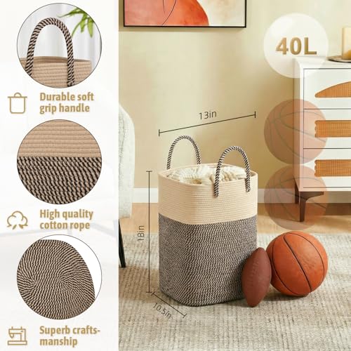 Artfeel Laundry Basket,Woven Cotton Rope Laundry Hamper,80L Versatile Storage for Dirty Clothes,Baby Toys,and Blankets in Bathroom, Nursery,and Living Room - color: Jute, size: 40L