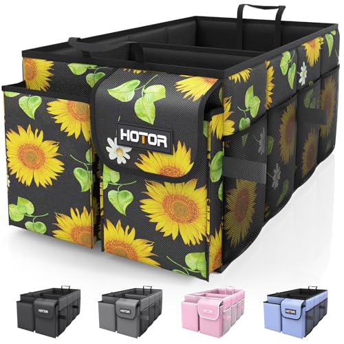 HOTOR Trunk Organizer - Foldable Car Organizer for SUVs & Sedans Storage - color: Sunflower, size: Medium (2 Compartments)