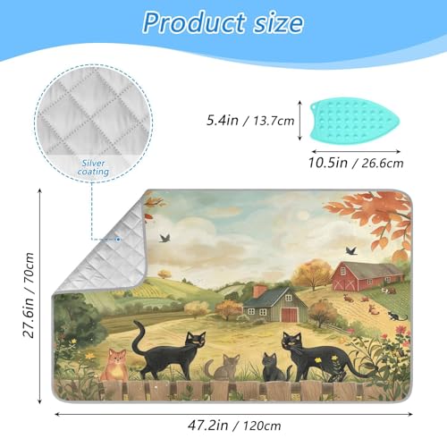 Ironing Mat Portable Ironing Pad Ironing Blanket for Table Top Heat Resistance Double-Side Using Travel Large 47.2 x 27.6 Inch Foldable Lightweight Farmhouse Cats - color: Farmhouse Cats