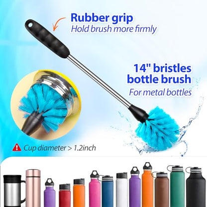 Holikme Bottle Brush Tube Cleaning Lab Set with Long Handle,Pink - color: Pink