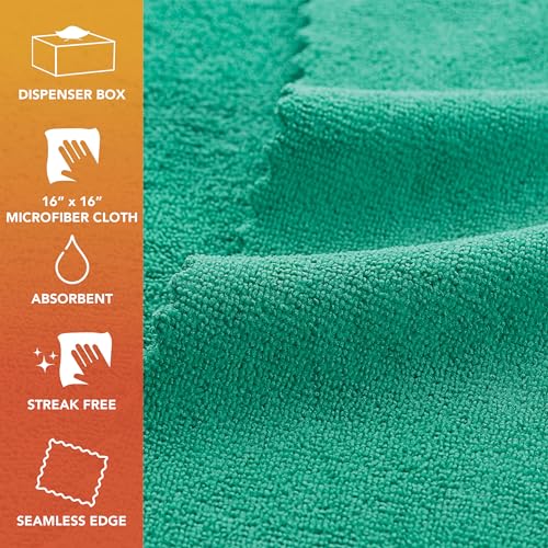 Arkwright Smart Rags Microfiber Cleaning Cloths, Pack of 50 in a Box, Lint Free 215 GSM Reusable Towels for Auto, Office and Household Cleaning, 16 x 16 in, Green - color: Green, size: 16 x 16 in