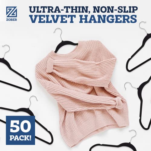 Zober Black Velvet Hangers 50 Pack, Slim Non Slip Clothes Hangers - color: Black, size: 50 Pack