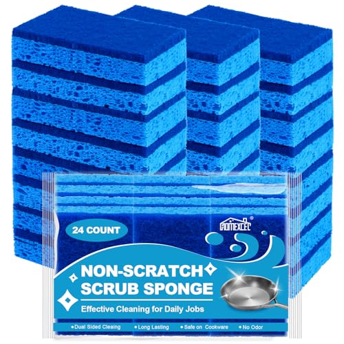 HOMEXCEL Sponges Kitchen 24 Pack, Non Scratch Scrub Dish Sponge for Dishes - color: Blue-rectangle