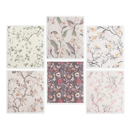 Swedish Dishcloth Dish Towel Set: Kitchen Cellulose Sponge Cloth (Flower) - color: 02 Flower