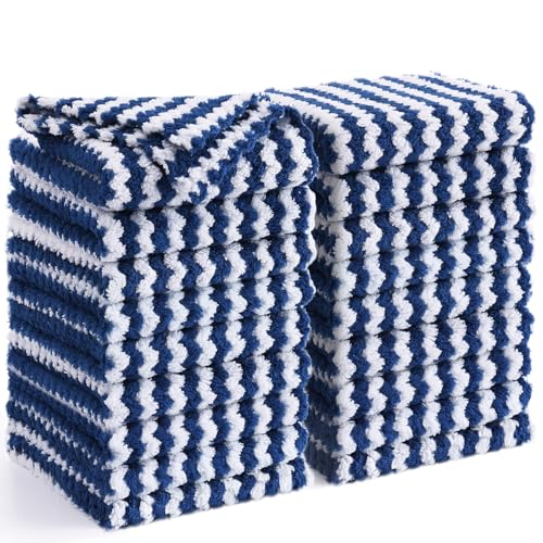 Homaxy 18 Pack Coral Velvet Dish Cloths, 10 x 10 inches, Navy Blue - color: Navy Blue, size: 10 x 10 - 18 Pack