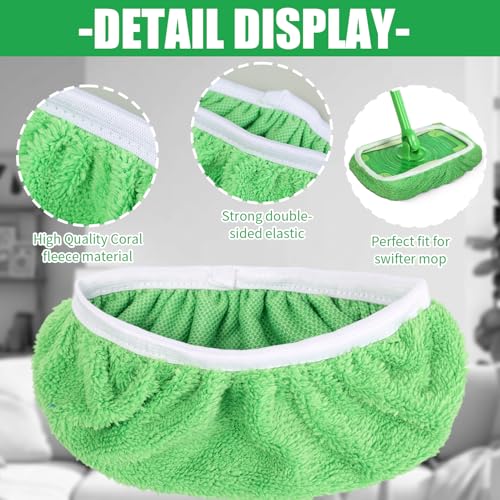 2IN1 Reusable Mop Mat Floor Sweeping Mops Fill Household Cleaning Tools Dust Mop Cloth Dry and Wet Use Shoe Cover,22*9cm (Green,2pcs) - color: Green,2pcs