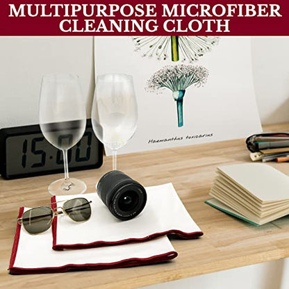 The 2-Pack Premium Microfiber Wine Glass Polishing Cloths, Large Lint-Free Drying Towels for Glasses, Stemware, Glassware, Camera Lenses, 25 Inch X 20 Inch (White, 2 Count) - color: White