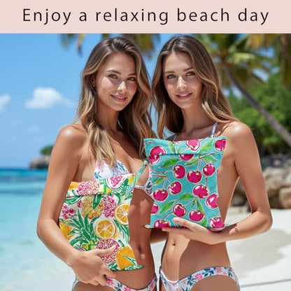Swimsuit Bag Wet Bags for Travel Reusable Waterproof Dry Bags Diaper Bag Citrus Cherry Wet Bag for Swimsuit Towels Beach Gym 10.2×12.6 Inches - color: Citrus Cherry