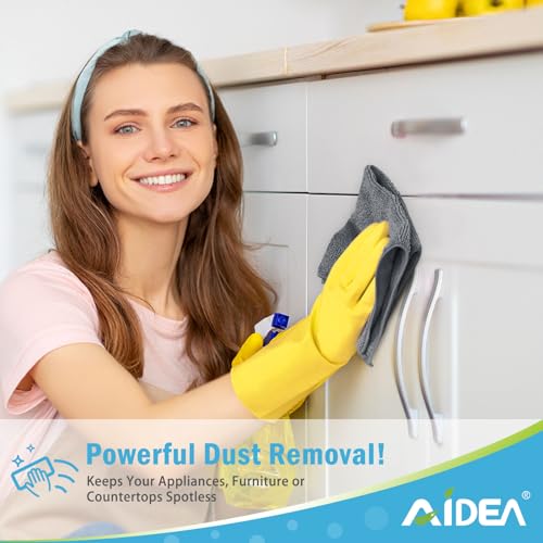AIDEA Gray Microfiber Cleaning Cloth-12PK, Cleaning Rags 12"x 12" Absorbent - color: Grey, size: 12in.x12in.