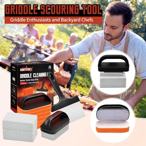 Griddle Cleaning Kit for Blackstone, Heavy-Duty Scraper & Ergonomic Handles - color: 12pcs Orange
