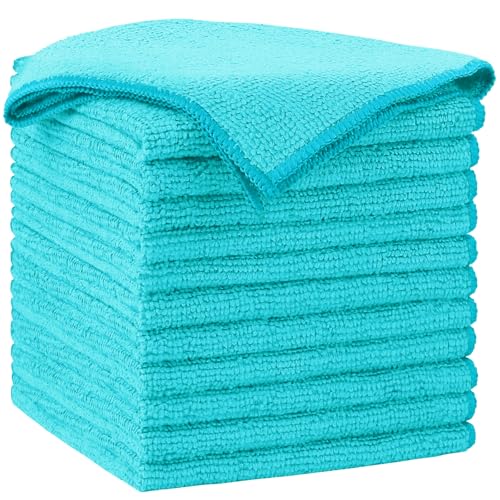 AIDEA Blue Microfiber Cleaning Cloth-12PK, Cleaning Rags 12"x 12" Absorbent - color: Blue, size: 12in.x12in.