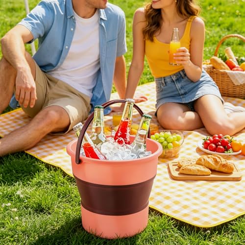 Collapsible Bucket 4.5 Gallon/17L Large Capacity Foldable Cleaning Buckets - color: Large Pink