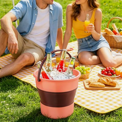 Collapsible Bucket 4.5 Gallon/17L Large Capacity Foldable Cleaning Buckets - color: Large Pink