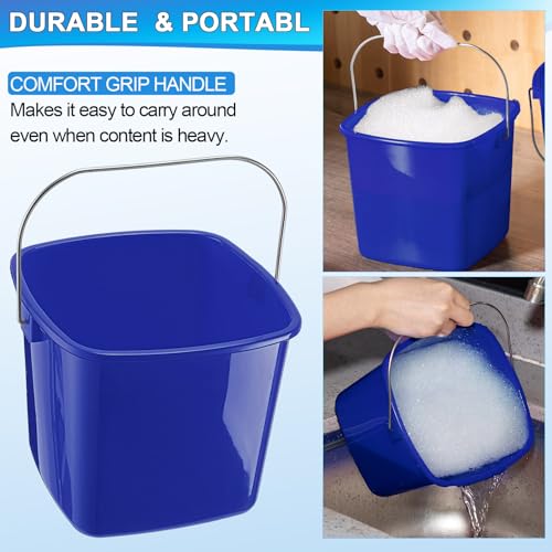 Zhehao 6 Pcs 3 Quart Small Sanitizer Cleaning Bucket, Dark Blue - color: Dark Blue