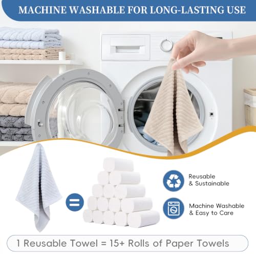 100% Cotton Kitchen Towels Set, 6 Pack Dish Cloths & Dish Towels - size: 13.5×13.5inches