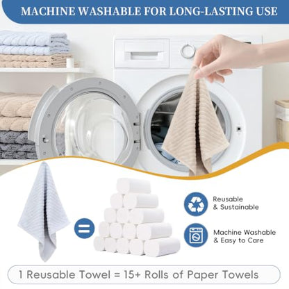 100% Cotton Kitchen Towels Set, 6 Pack Dish Cloths & Dish Towels - size: 13.5×13.5inches