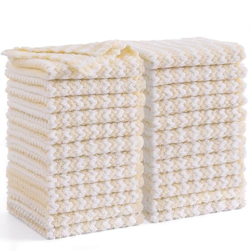 Homaxy 24 Pack Coral Velvet Dish Cloths, 10 x 10 inches, Beige - color: Beige, size: 10 x 10 - 24 Pack