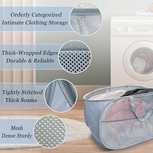 Pop Up Laundry Hamper 2 Pack with Handles & Side Pockets - color: Grey + Grey