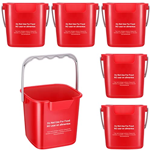 Roshtia 6 Pcs 3 Quart Sanitizing Cleaning Bucket Square, Red - color: Red