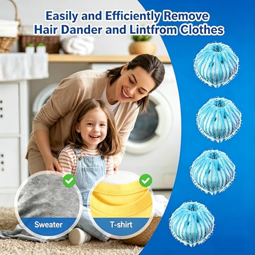 12Pcs Reusable Laundry Hair Remover Balls, Pet Hair Remover for Washing Machine, Effectively Cat Dog Fur Lint Catcher, Laundry Lint Remover Balls for Bedding, Clothes, Sofa Covers (Light Blue) - color: Light Blue