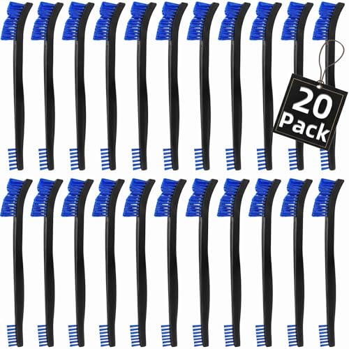 20 Pack Miaozhun Double-Ended Gun Cleaning Brush, 7 Inch Blue Nylon Bristle Brushes, Gun Cleaning Supplies Kit, All Purpose Crevice and Detail Cleaning Brushes - color: Blue Nylon Brush