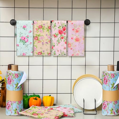 36 Pack Reusable Kitchen Cloths Cotton Towels, Countryside Flowers - style: Countryside Flowers