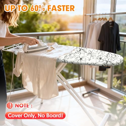 Ironing Board Cover and Pad, 15x54 Standard Size, Scorch Resistant - color: Floral White, size: 15" x 54"