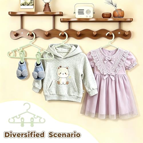Baby Hangers w/Clips (20 Hangers & 40 Clips) Kids Clothes Hangers - color: Green