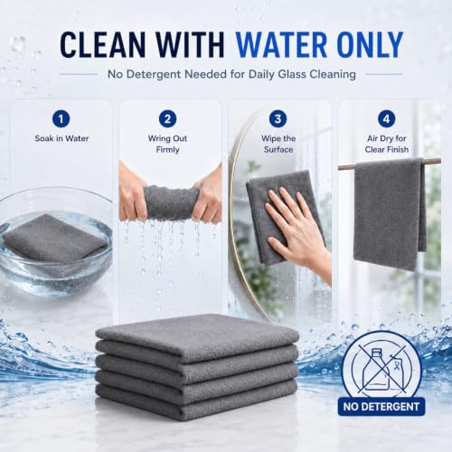 5 PCS Magic Cleaning Cloth Thick Microfiber Cleaning Cloths Streak Free Glass Cleaning Cloth for Windows Mirrors Shower Doors Kitchen and Stainless Steel Reusable Lint Free Wipes 15.7 x 11.8 Inch