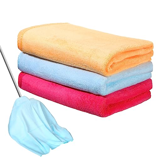 Newwiee 3 Pcs Extra Large Microfiber Cleaning Cloth - color: Pink, Yellow, Light Blue