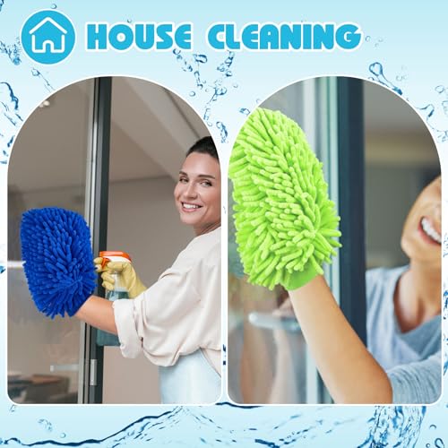 Toulite 16 Pcs Microfiber Wash Mitts, 7.48 x 10.24 Inch, Royal Blue, Green - color: Royal Blue, Green, size: 7.48 x 10.24 Inch