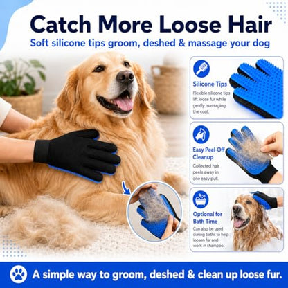 NVNAN 3 PCS Pet Hair Removal Glove and Pet Hair Remover - color: Big Fabric Pet Hair Gloves+Pet Grooming Brush