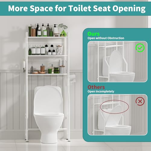 3-Tier Over Toilet Storage, Anti-Tip, 64" H, White - color: A-white